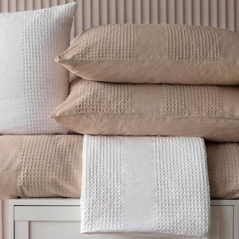 Homeware - Waffle Stripe Cushion - Latte - 60013489