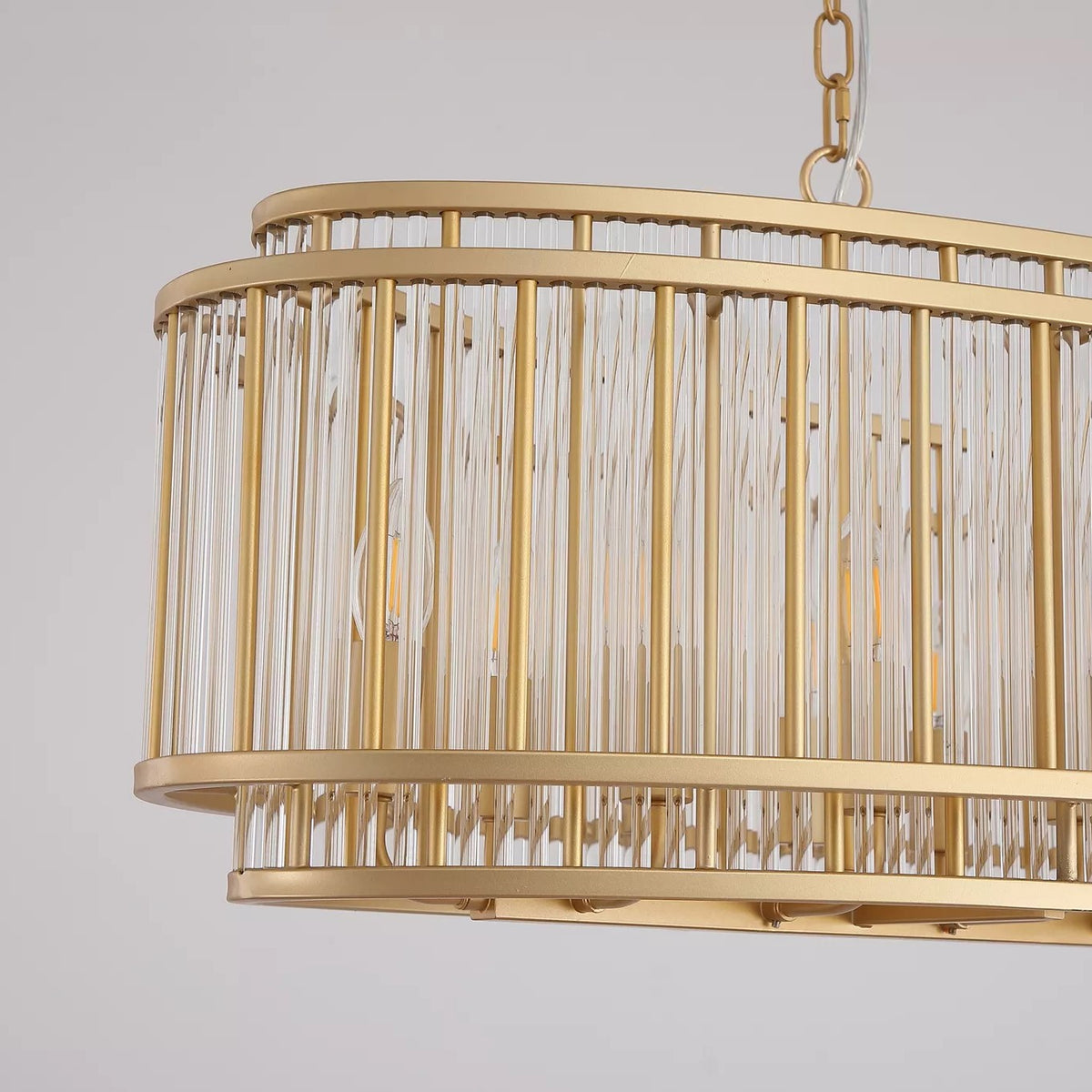 16 Light Oval Pendant Ceiling Light - Gold