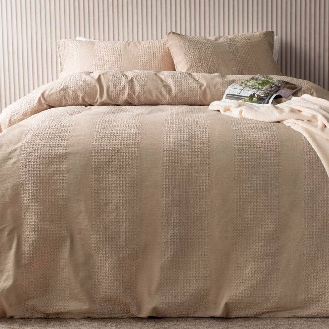 Homeware - Latte Waffle Stripe Duvet Set - King Size - 60013493