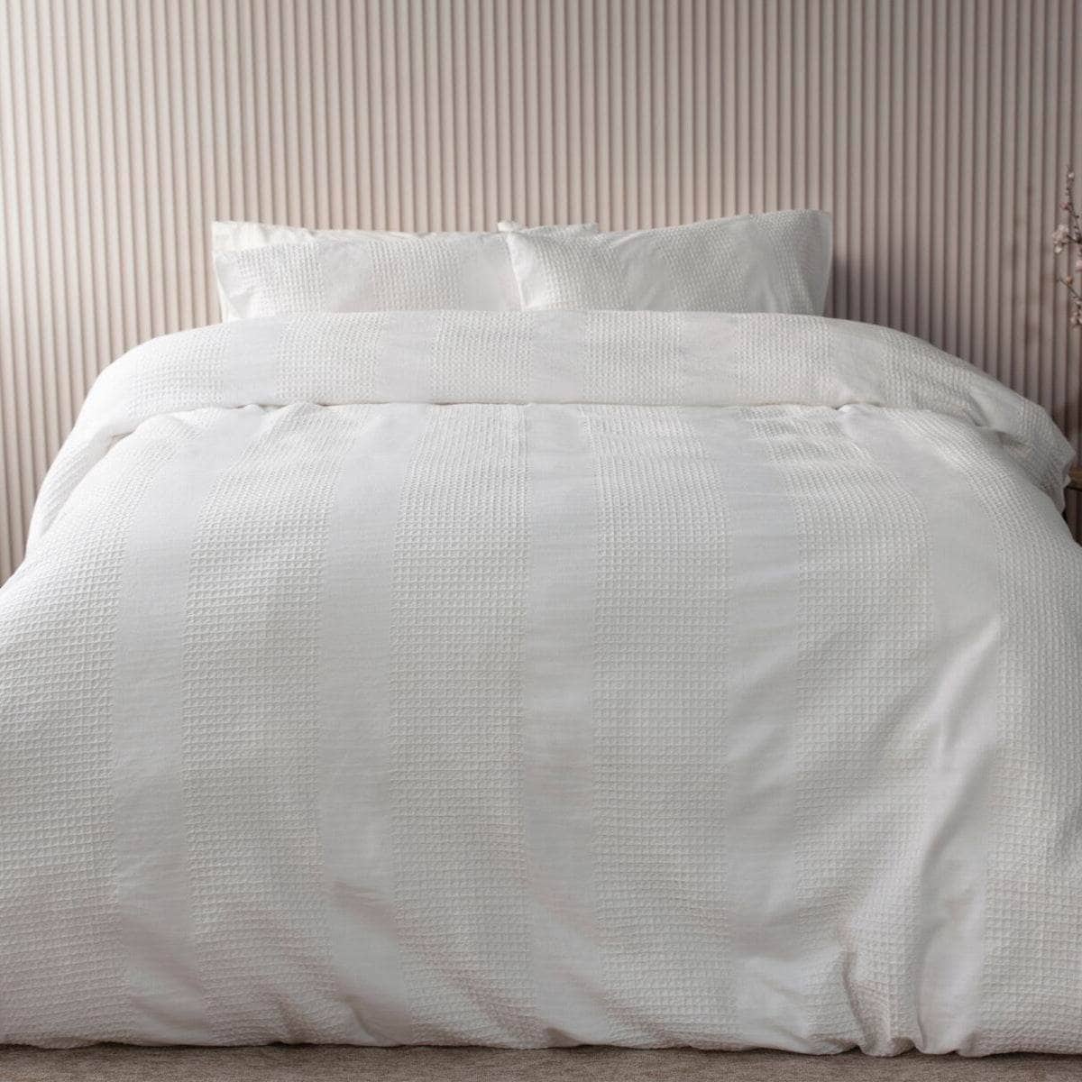 Homeware - Vanilla Waffle Stripe Duvet Set - Double - 60013492