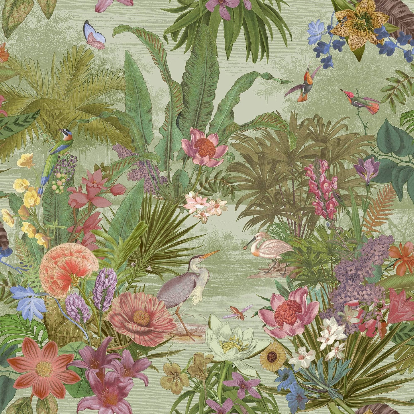 Wallpaper - GRANDECO FLORAL HALL GREEN 204401 - 60013618
