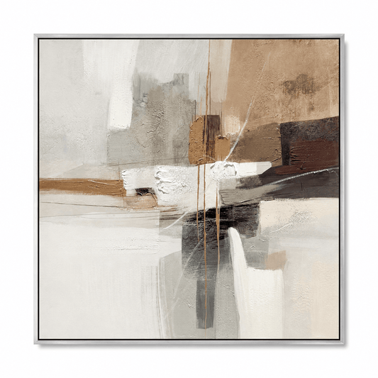 Pictures - 21195 Canvas Painting Silver Frame - 80 x 80cm - 60485782