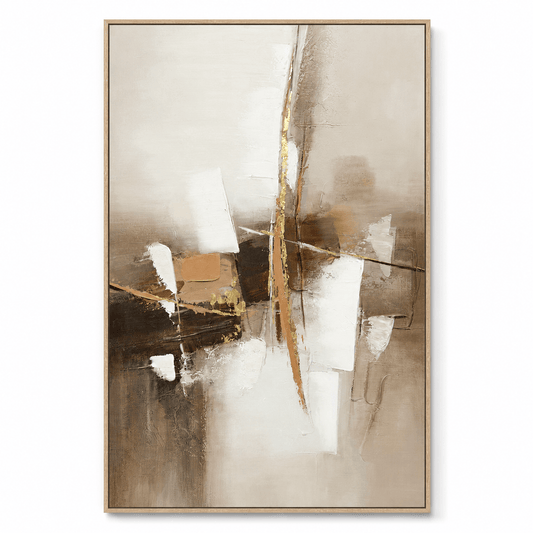 Pictures - 21754 Canvas Painting Light Wood Frame - 80 x 120cm - 60485797
