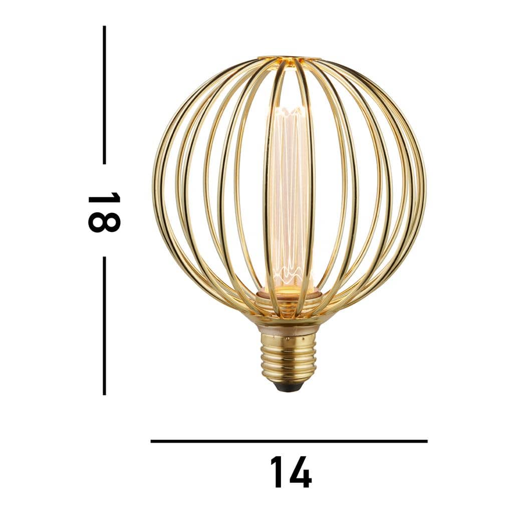 Lights - Globe Cage Lamp - Gold Metal - 60014345