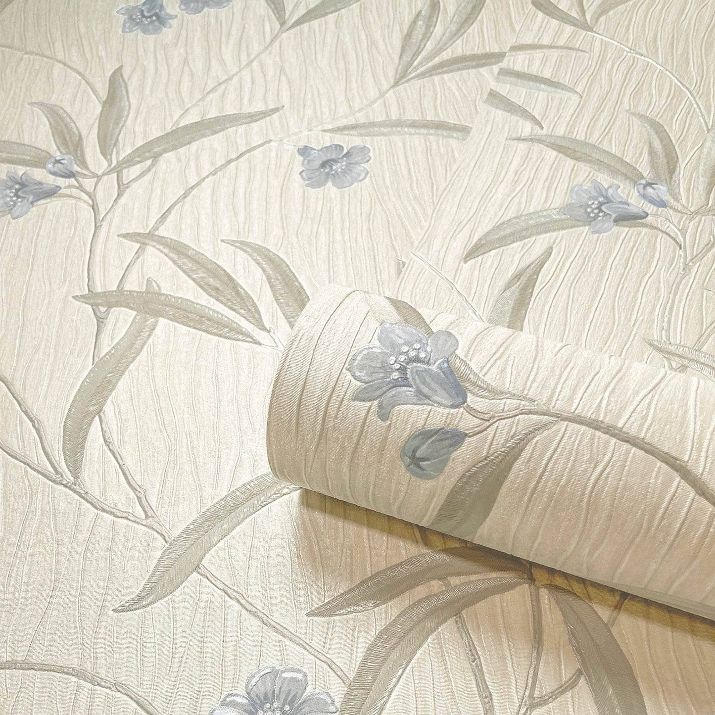 Wallpaper - Belgravia Tiffany Floral Cream & Blue Wallpaper -41333 - 60009420