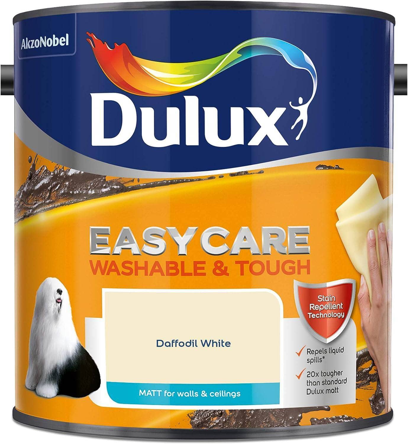 Paint - Dulux Easycare 2.5L Matt Emulsion - Daffodil White - 50141808
