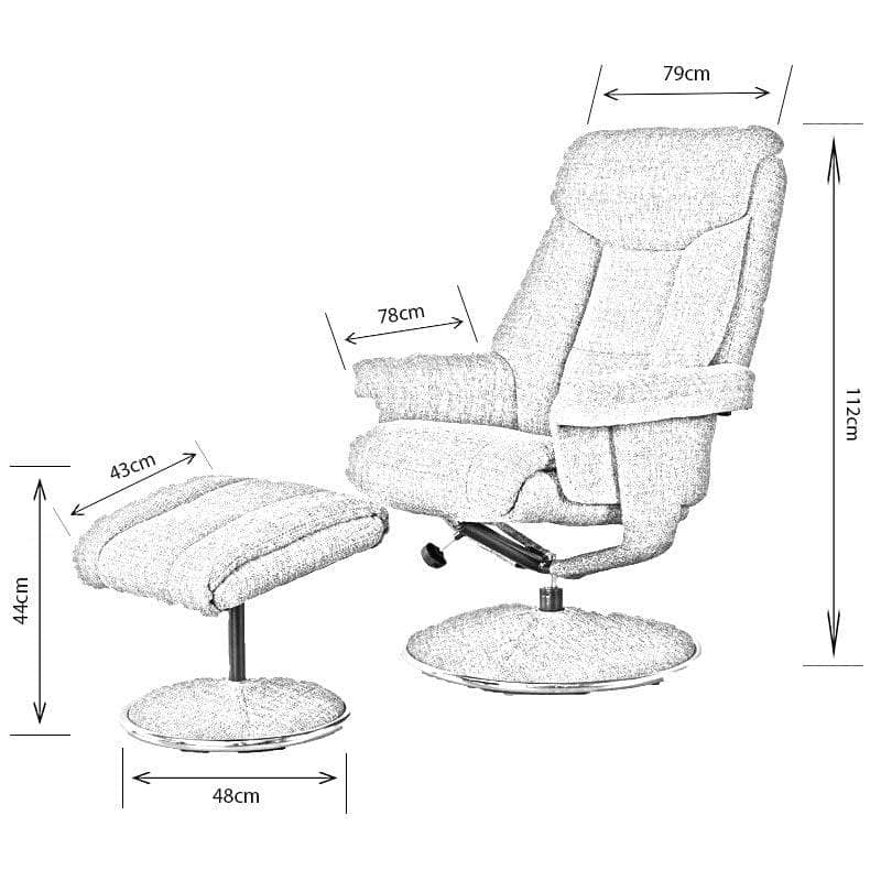Furniture - Wick Grey Fabric Recliner Chair & Footstool - 50151943