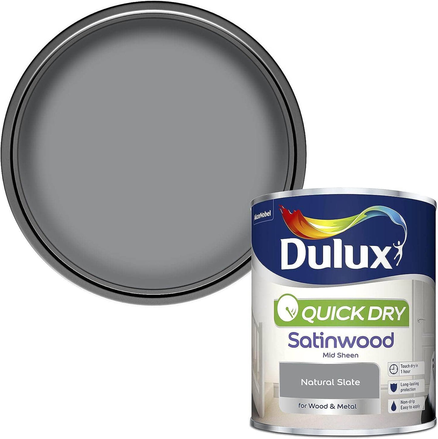 Paint - Dulux Quick Dry 750ml Satinwood Paint - Chic Shadow - 60003438