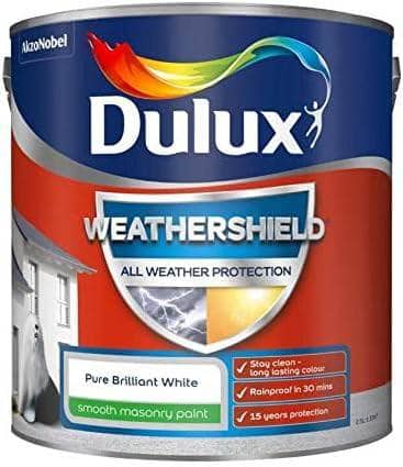 - Dulux Weathershield 2.5L Masonry Paint - Brilliant White - 60003581