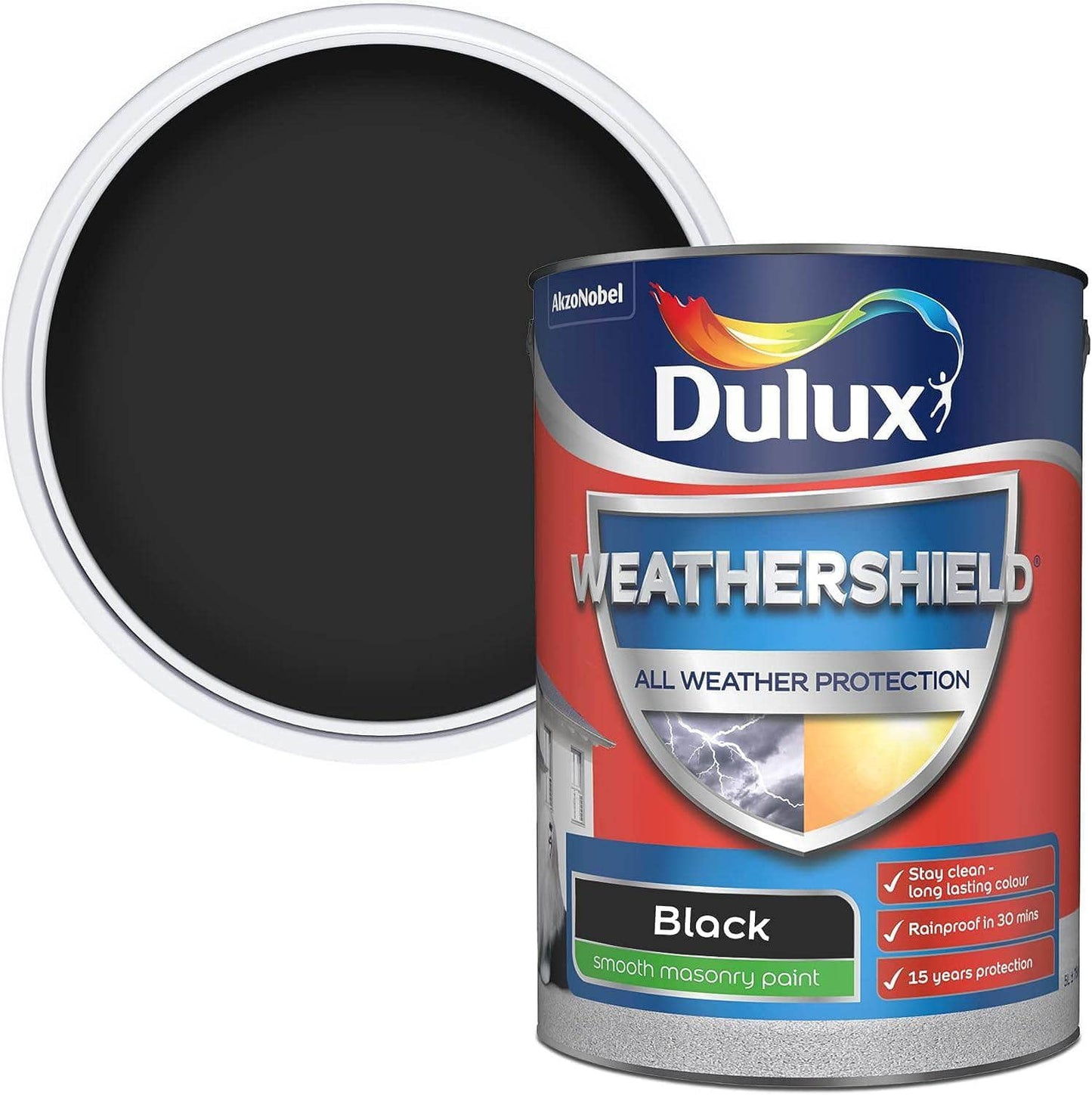 Paint - Dulux Weathershield 2.5L Masonry Paint - Black - 60003582