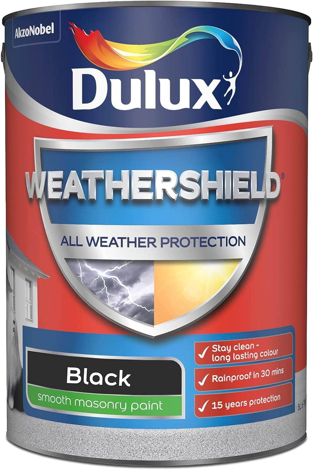 Paint - Dulux Weathershield 5L Masonry Paint - Black - 60003592