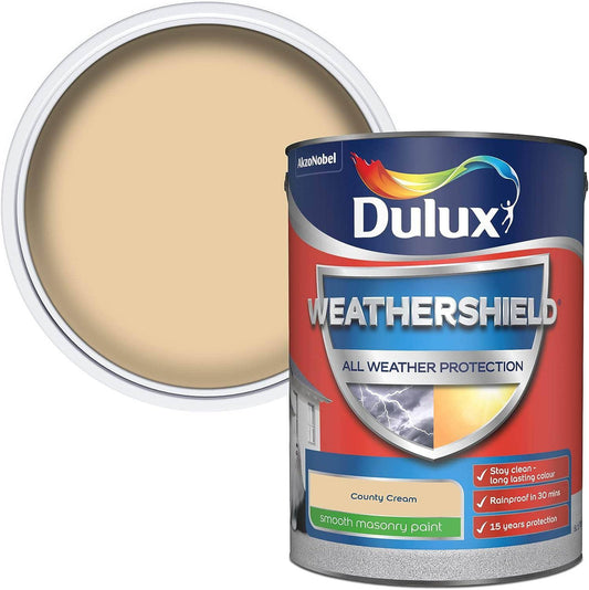 Paint  -  Dulux Weathershield 5L Masonry Paint - County Cream  -  60003593