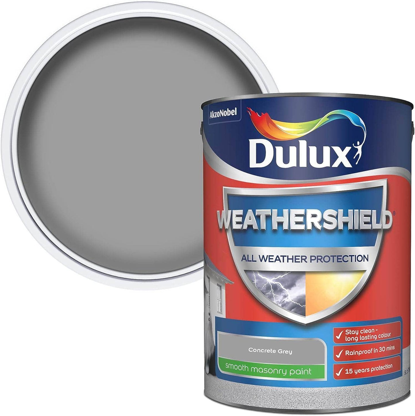 Paint - Dulux Weathershield 5L Masonry Paint - Concreate Grey - 60003595