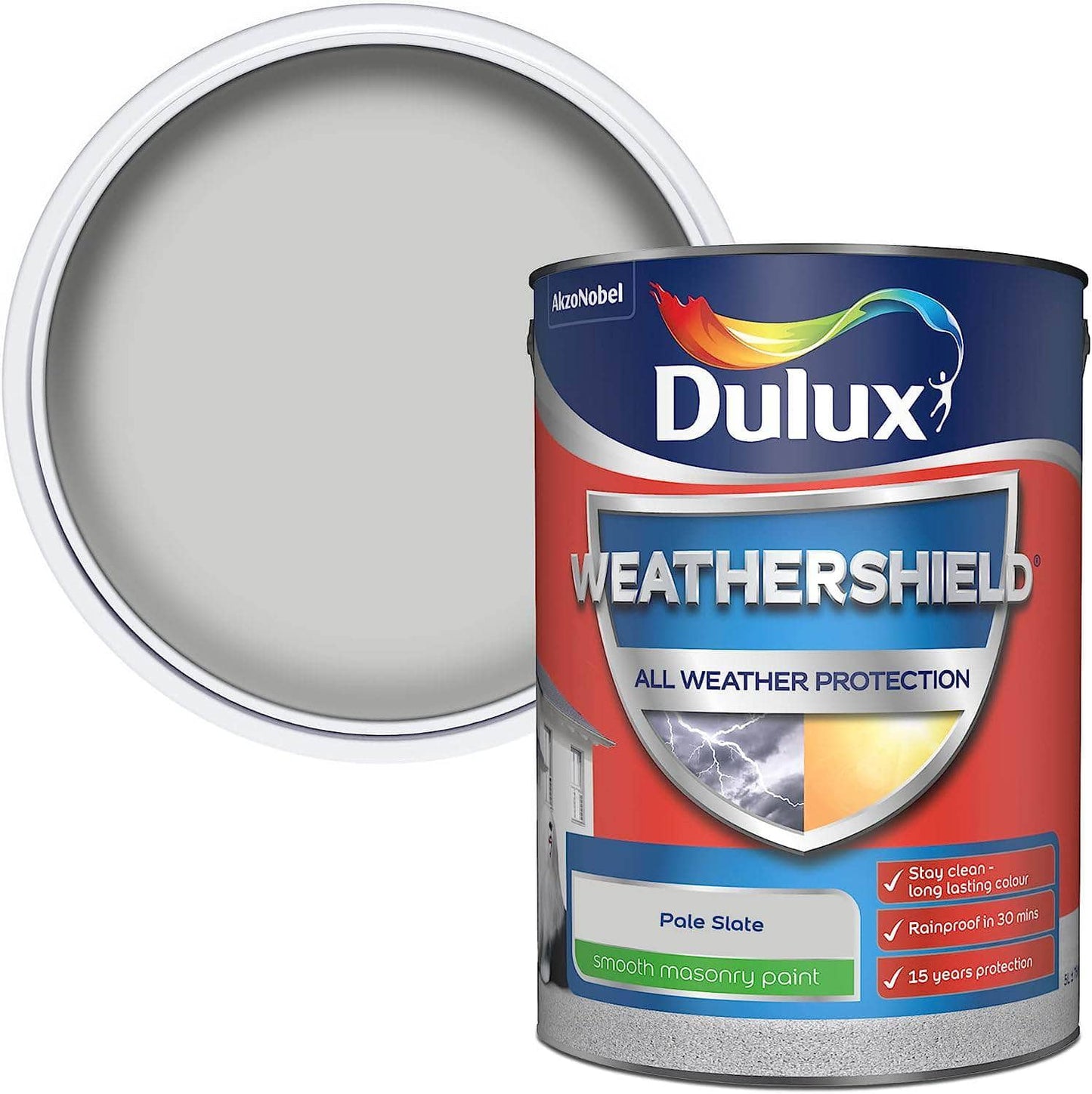 Paint - Dulux Weathershield 5L Masonry Paint - Pale Slate - 60003596