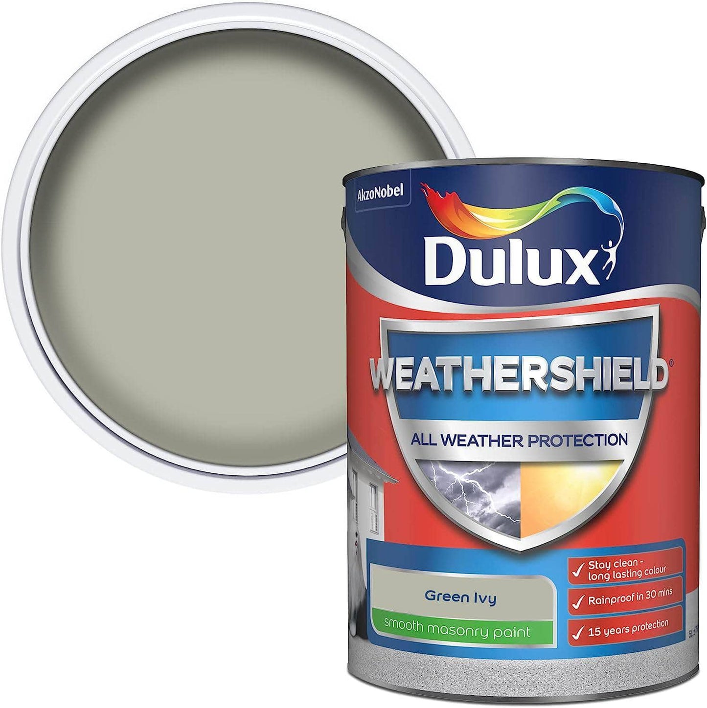 Paint - Dulux Weathershield 5L Masonry Paint - Green Ivy - 60003597