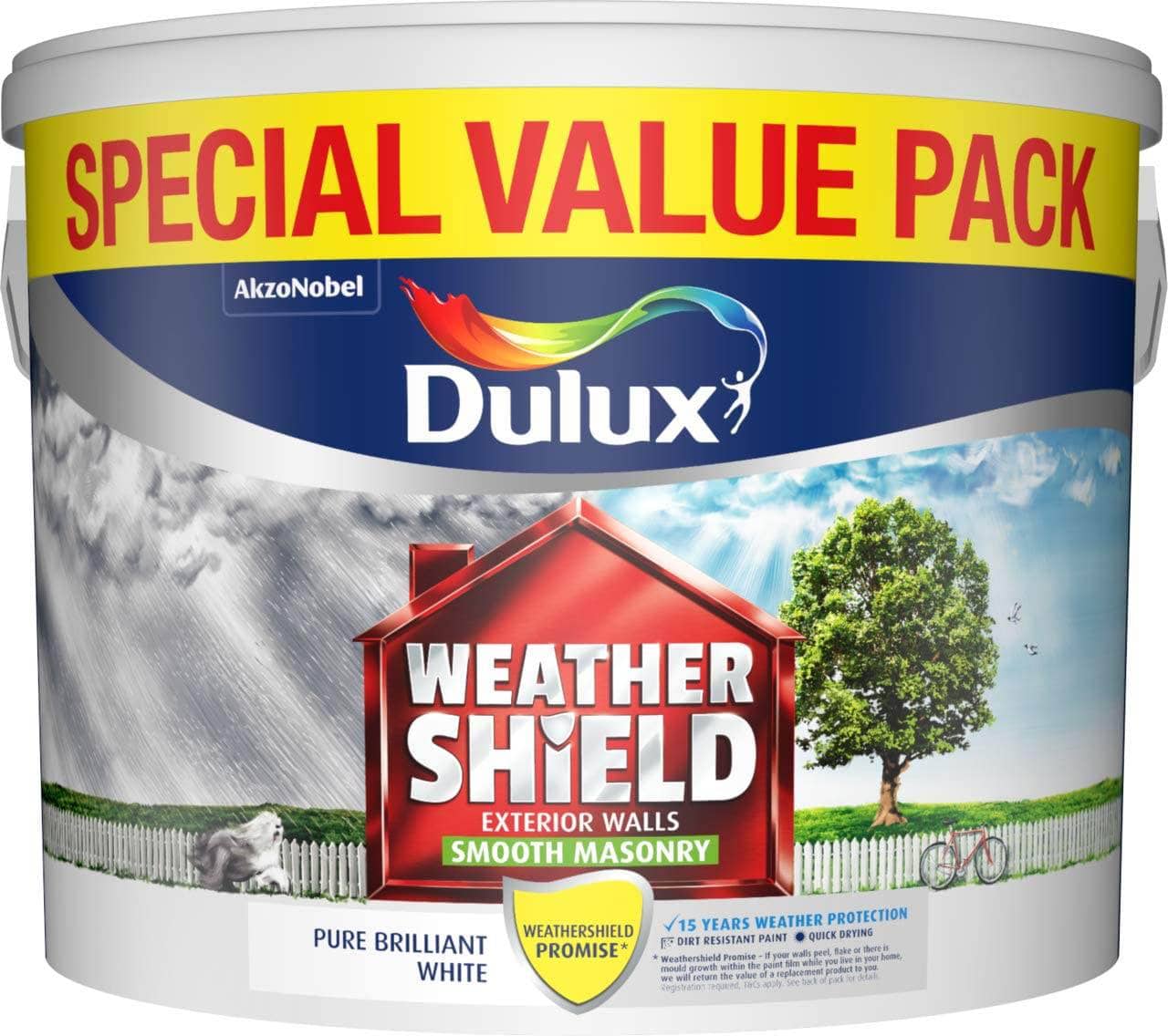 Paint - Dulux Weathershield 7.5L Masonry Paint - Brilliant White - 60003600