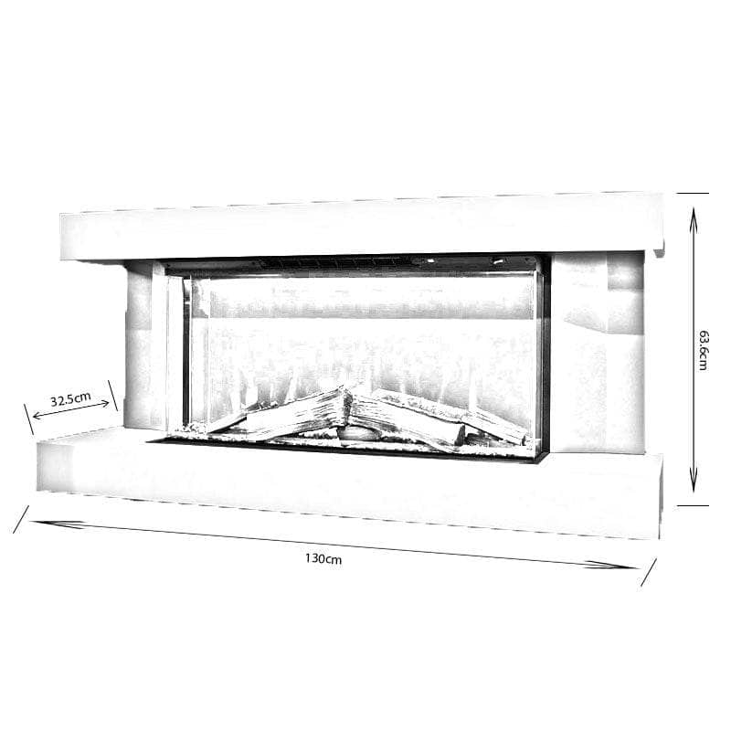 Fireplaces  -  Evonic Phoenix White/Gold Wall Mounted Fire Suite  -  60004312