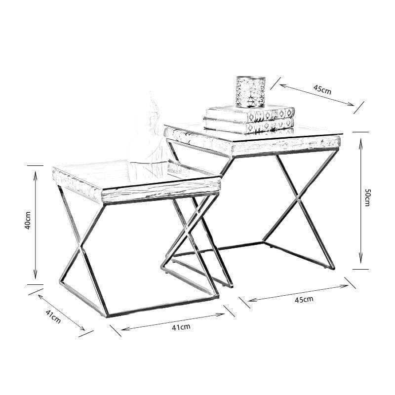 Furniture - Bella Wood Nest Of Tables - 60004573