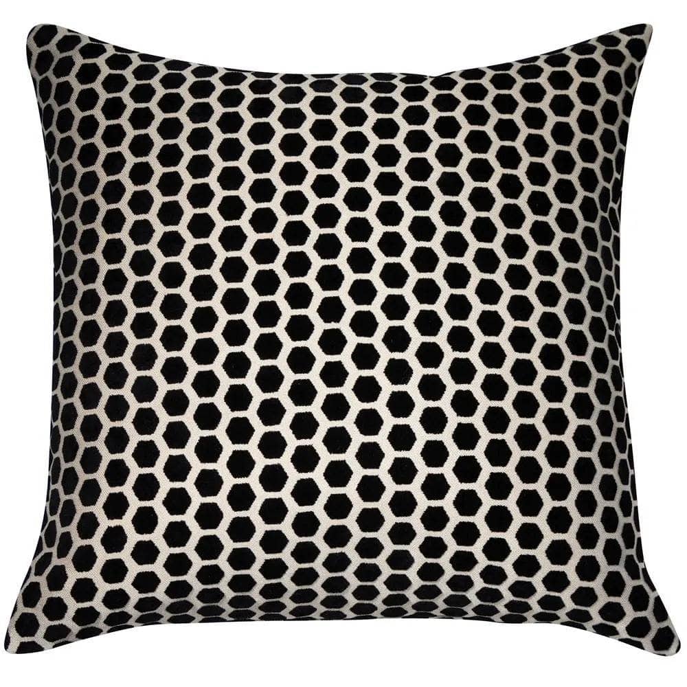 Homeware - Small Hexagonal Cut Velvet Cushion - Black - 60005262