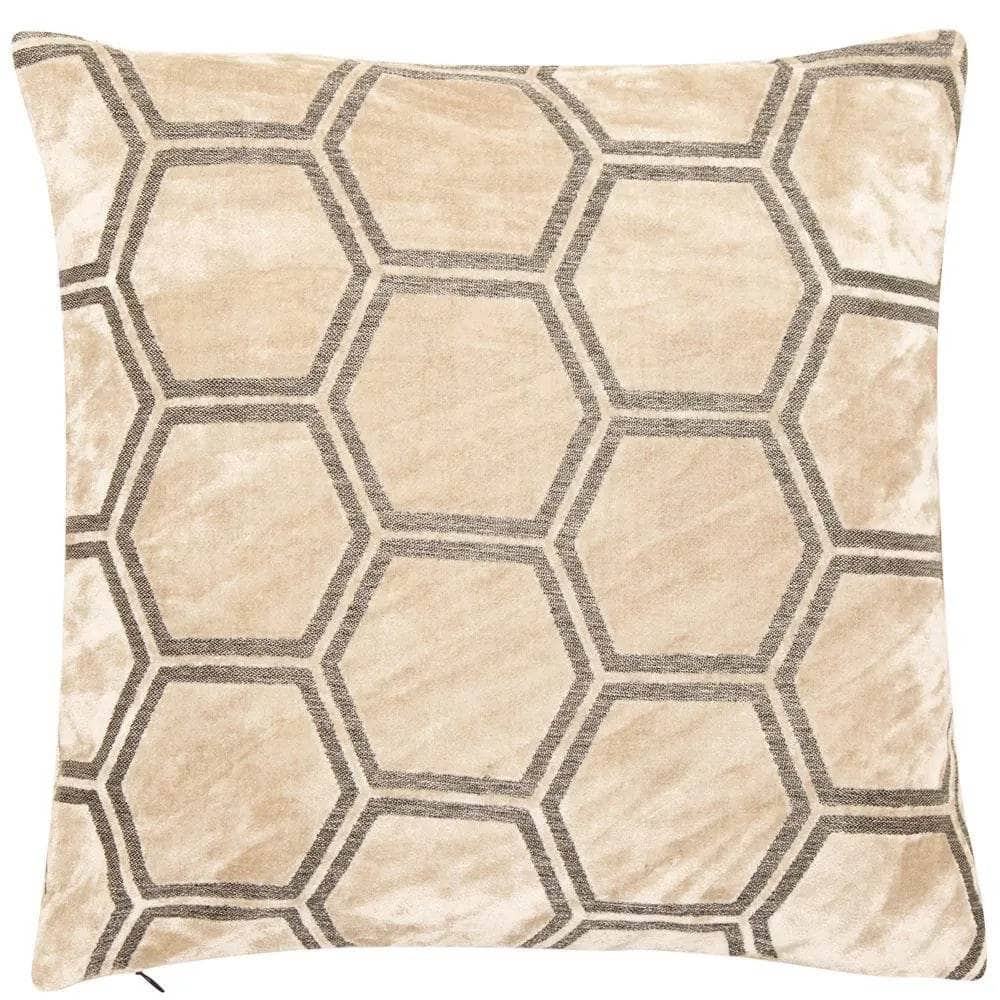 Homeware - Large Hexagonal Cut Velvet Cushion - Cream - 60005264