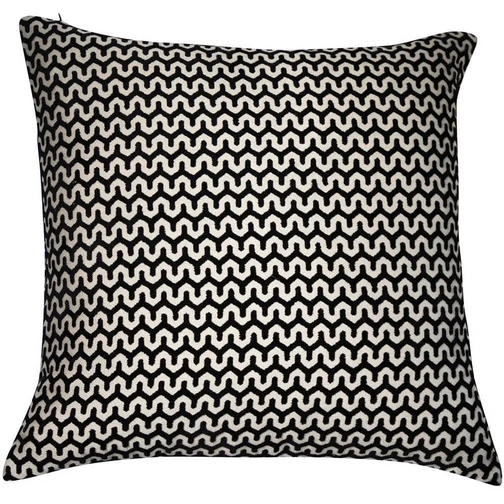 Homeware - Cut Velvet Wave Cushion - Black - 60005266