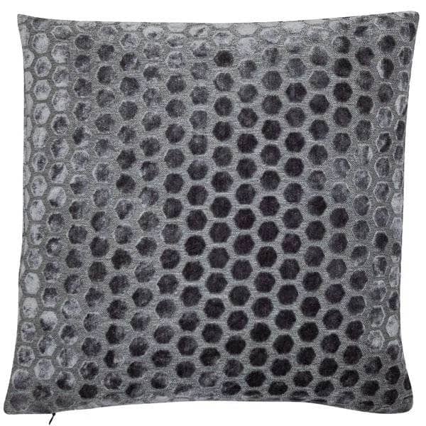 Homeware - Small Hexagonal Cut Velvet Cushion - Grey - 60005270