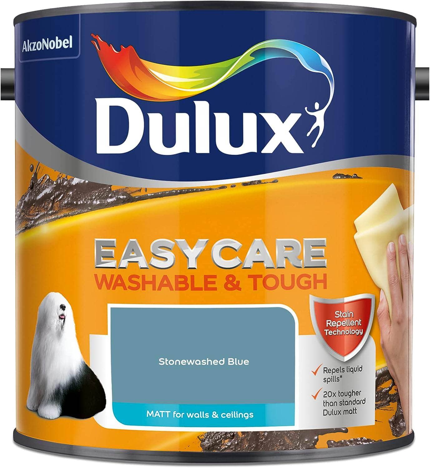 Paint - Dulux Easycare Kitchen 2.5L Matt Emulsion - Stonewashed Blue - 60005867