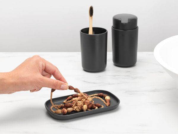 Homeware - Bathroom Accessory Set Of 3 - Dark Grey - 60007576