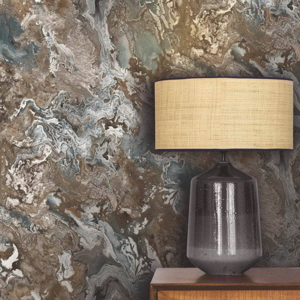 - Rasch Serafina Blue & Brown Wallpaper - 535068 - 60007651