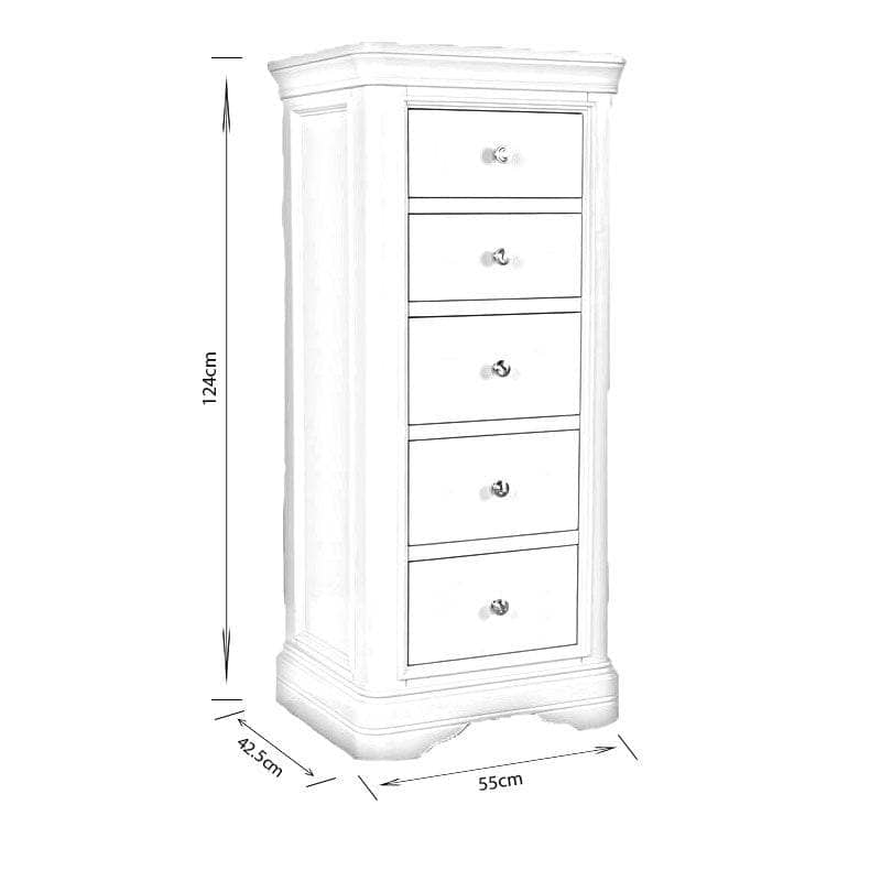 Furniture - Victoria 5 Drawer Tall Chest - Taupe - 60007787