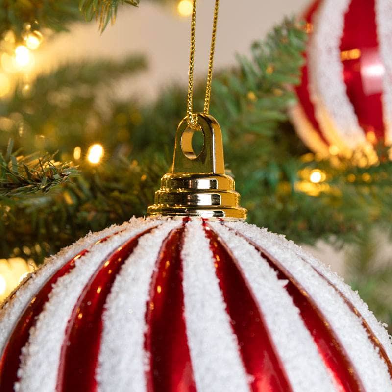 Christmas - Red & White Swirl Christmas Bauble - 15cm - 60011098
