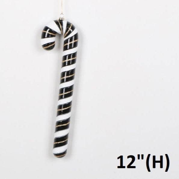 Christmas - Monochrome Candy Cane Enamel Christmas Decoration - 30cm - 60011102