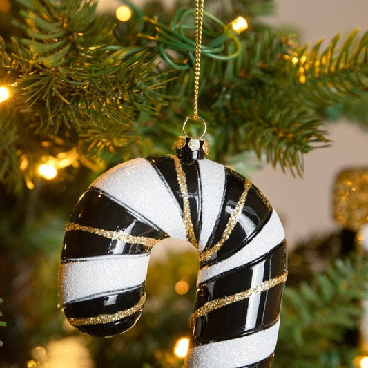 Christmas - Monochrome Candy Cane Enamel Christmas Decoration - 30cm - 60011102