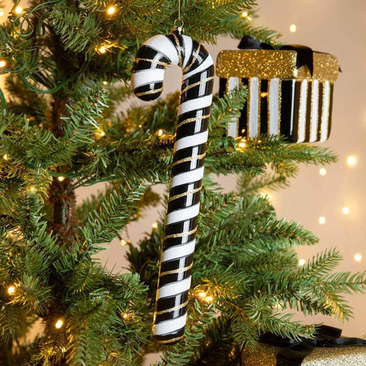 Christmas - Monochrome Candy Cane Enamel Christmas Decoration - 30cm - 60011102