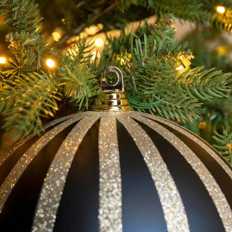 Christmas - Blue & Champagne Striped Christmas Bauble - 25cm - 60011106