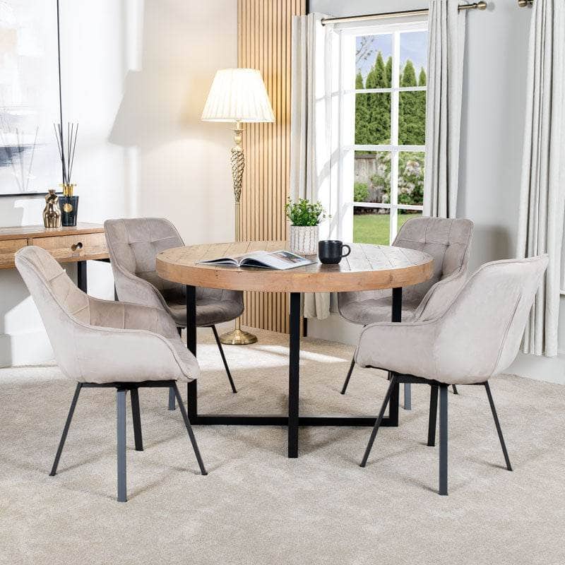Lincoln Round Dining Table Taupe Montreal Dining Chairs