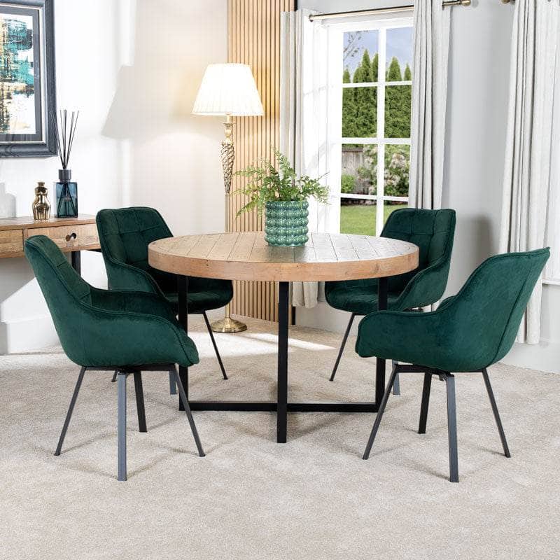 Lincoln Round Dining Table Emerald Montreal Dining Chairs