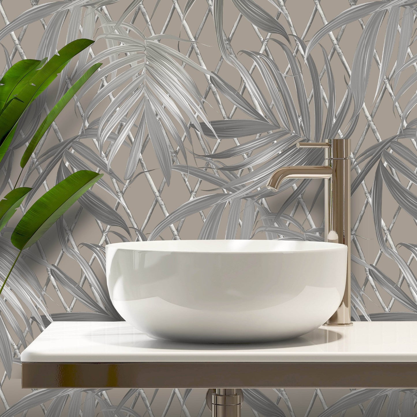 Wallpaper - Rasch B31 Paradise Palm Taupe - 539554 - 60011351
