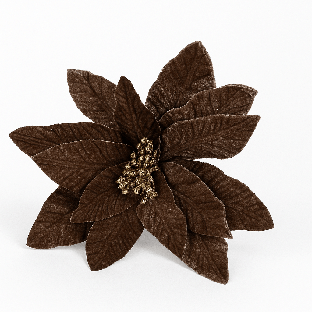 Christmas - Brown Velvet Poinsettia Decoration - 56cm - 60011518