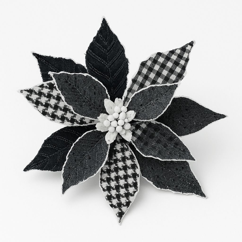 Christmas - Black Velvet Poinsettia Decoration - 64cm - 60011519