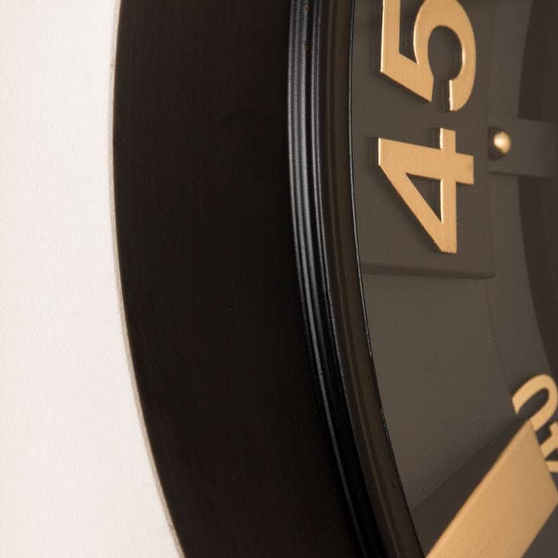 Mirrors - Tempered Glass Black & Gold Wall Clock - 60cm - 60011552