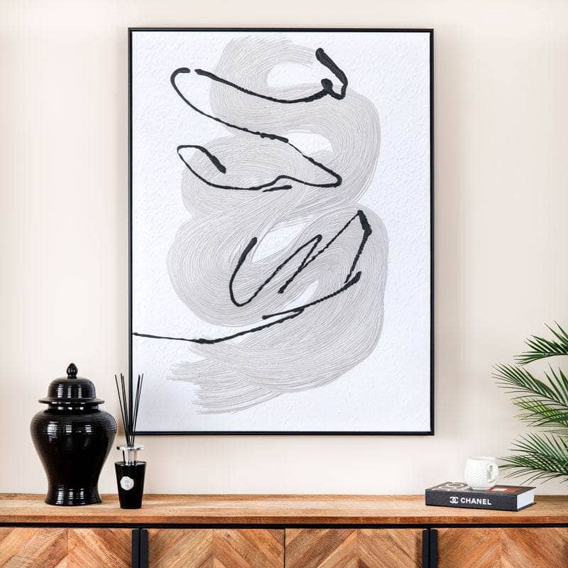 Pictures - Abstract Monochrome Framed Picture No.2 - 90 x 120cm - 60011583