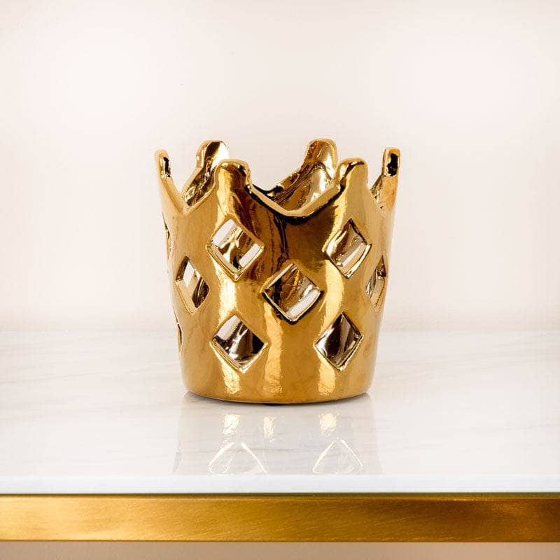 Homeware - Medium Crown Tealight Holder - Gold - 60011689