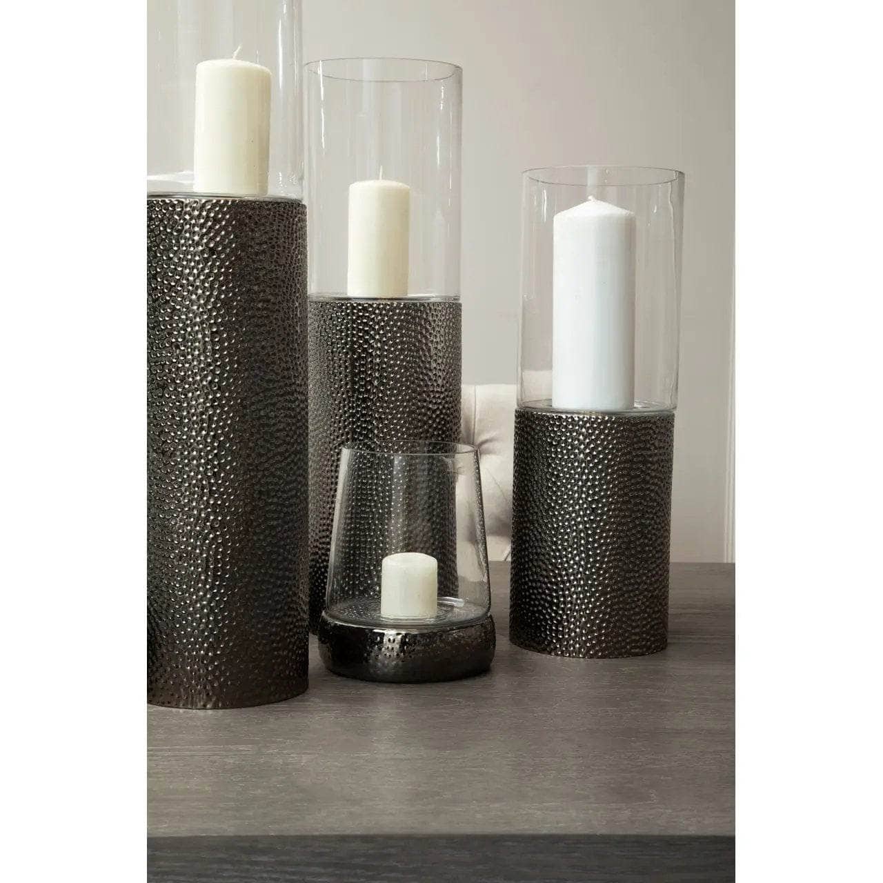 Homeware - Martele Large Pillar Candle Holder - Silver - 60011927