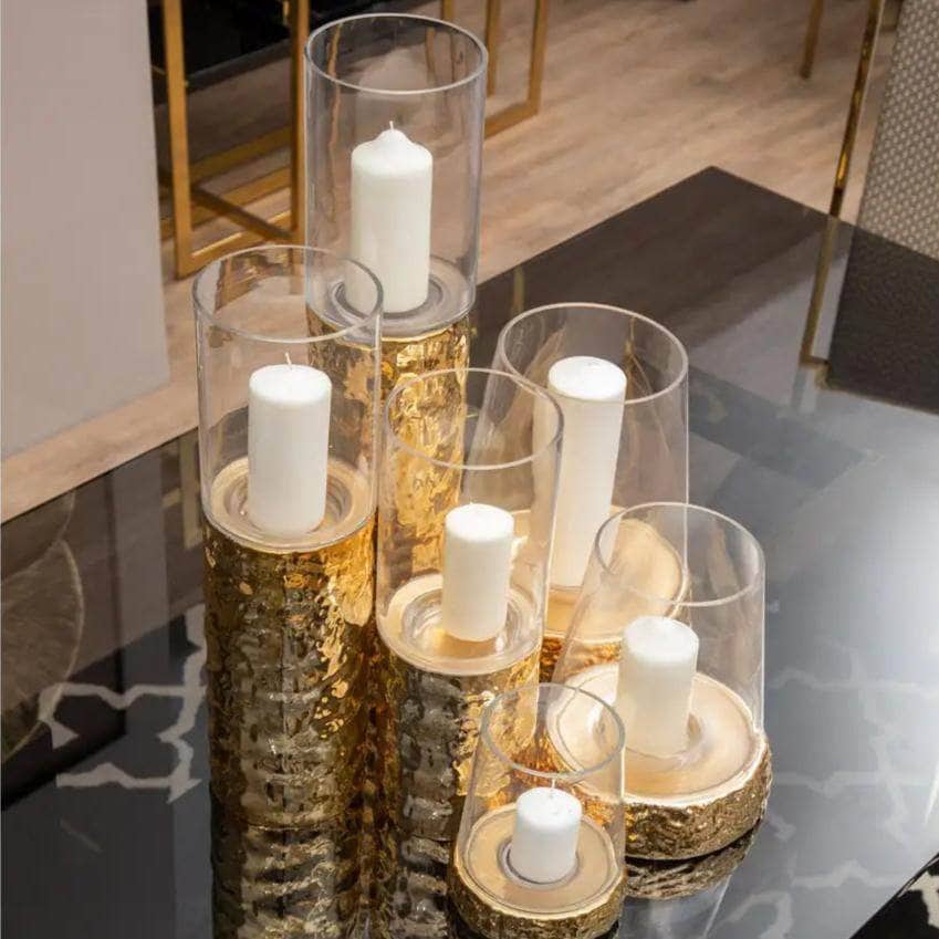 Homeware - Martele Medium Hurricane Gold Candle Holder - 60011948