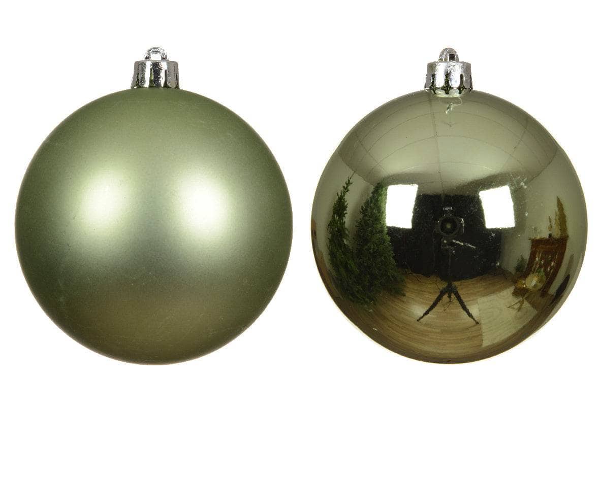 Christmas - Green Tea Shatterproof Shiny & Matt Baubles - 4 pack - 60012125