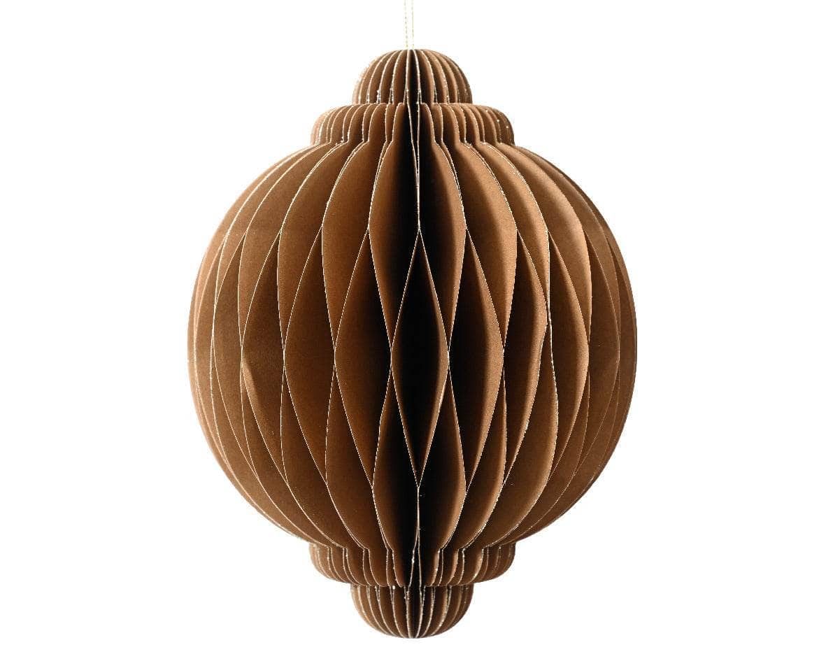 Christmas - Brown Paper Onion Christmas Decoration - 15cm - 60012145