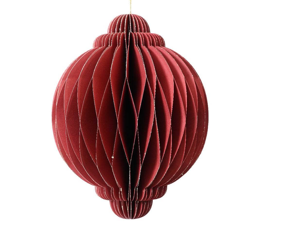 Christmas - Red Paper Onion Christmas Tree Decoration - 20cm - 60012158