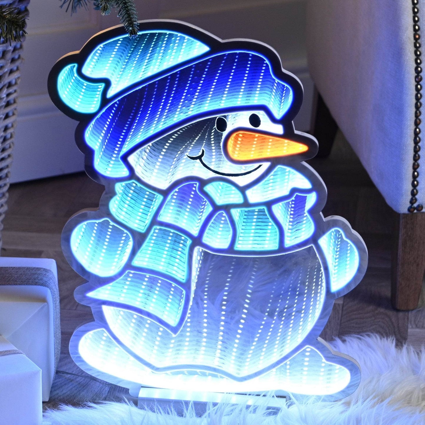 Christmas - Blue Snowman Infinity Light - 40cm - 60012166