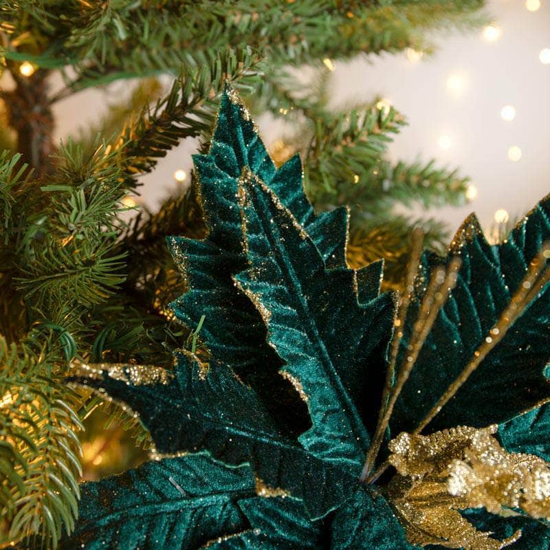 Christmas - Dark Green Poinsettia Decoration - 33cm - 60012182